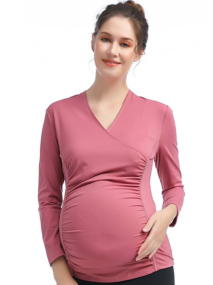 Kimi + Kai Maternity Essential Nursing Active Top Rose for wholesale by Kimi and Kai