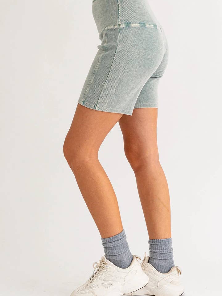 Tasha Apparel Wholesale - Wholesale Athletic Shorts - Women's - Mineral Wash Ribbed Tummy Control Biker Shorts27