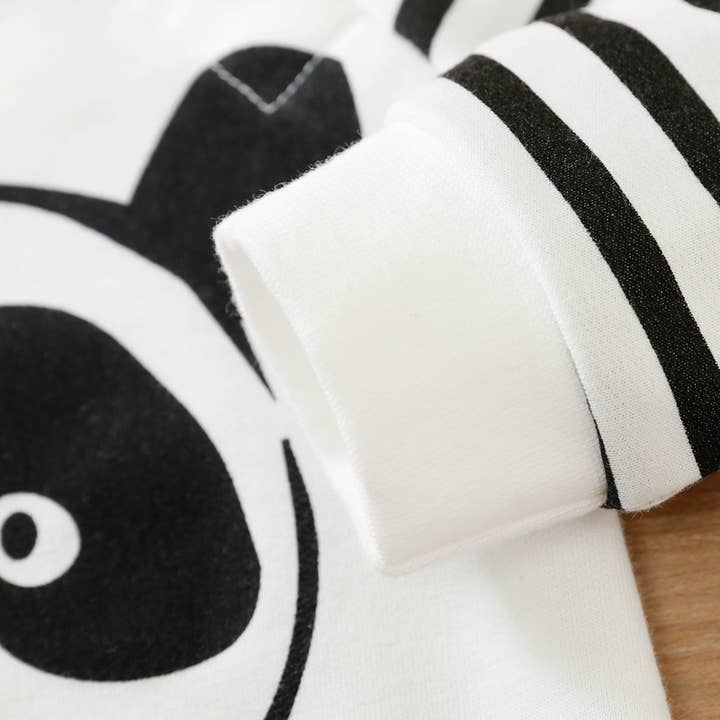 White Baby Panda Striped Jumpsuit for wholesale on Faire