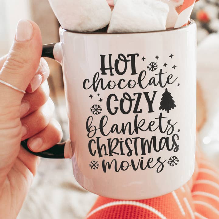 Chocolate Quente Cozy Cobertores Cozy Filmes de Natal Caneca de Café por atacado de coco+bie designs