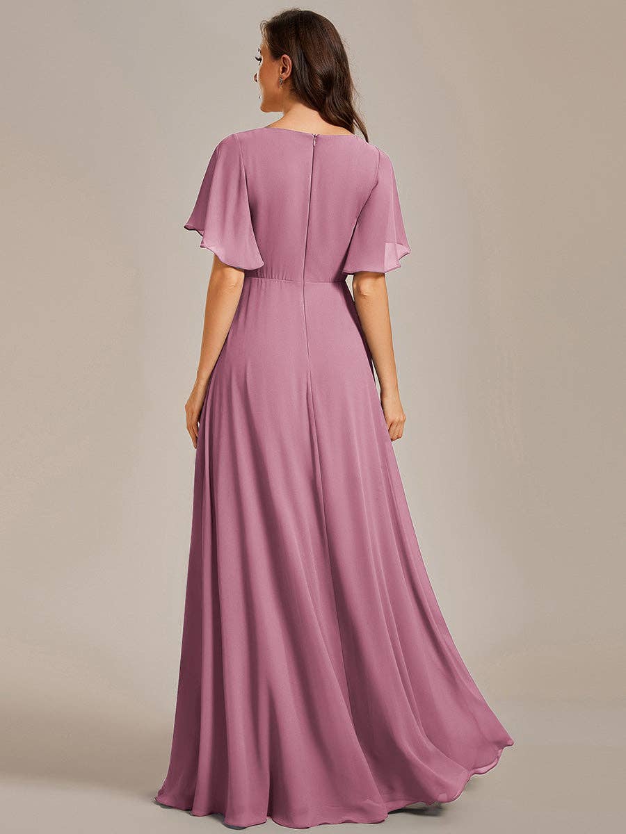 Ever-Pretty - Vente Robe de soirée – femme - Robe de demoiselle d'honneur plissée avec appliques et col en V40