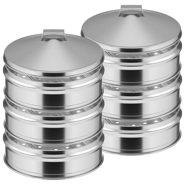 SOGA 2X 3 Tier Stainless Steel Steamers With Lid Work inside of Basket Pot Steamers 25cm for wholesale by SOGA International Pty Ltd