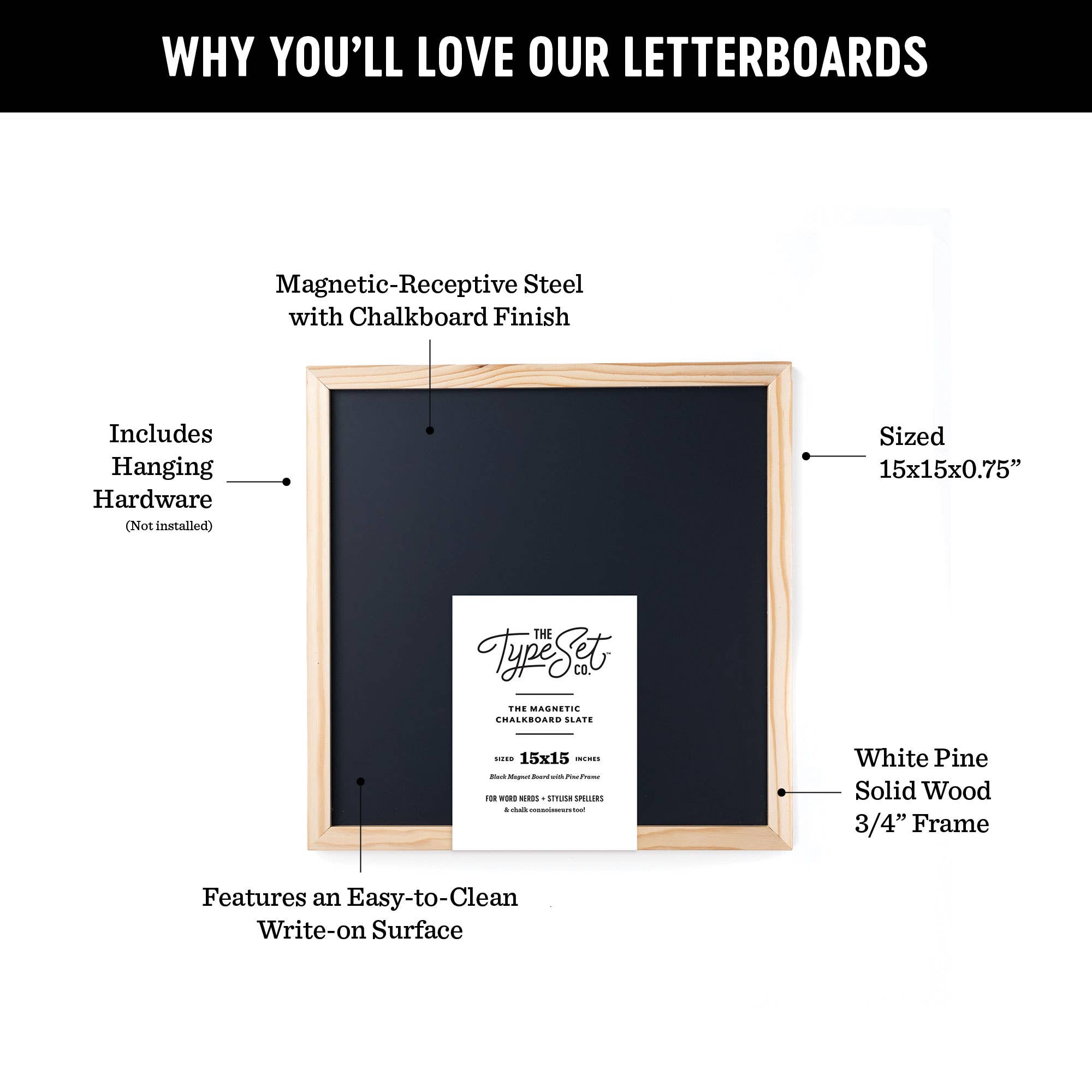 The Type Set Co. - Wholesale Chalkboard - 15x15 Black Magnetic Chalkboard6