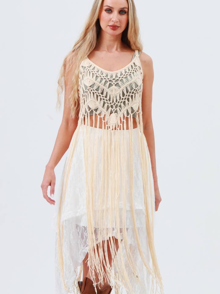 Tassel Frynse Hæklet Kimono: Dristig Styling Overtræk for engroshandel hos Leto Accessories