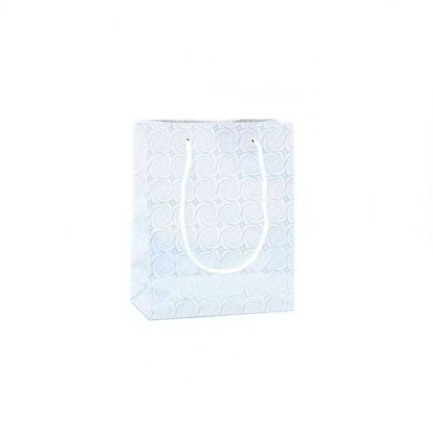 Inca UK - Wholesale Gift Bag - Silver Holographic Paper Gift Bag With Tag 15x12x6cm. 1