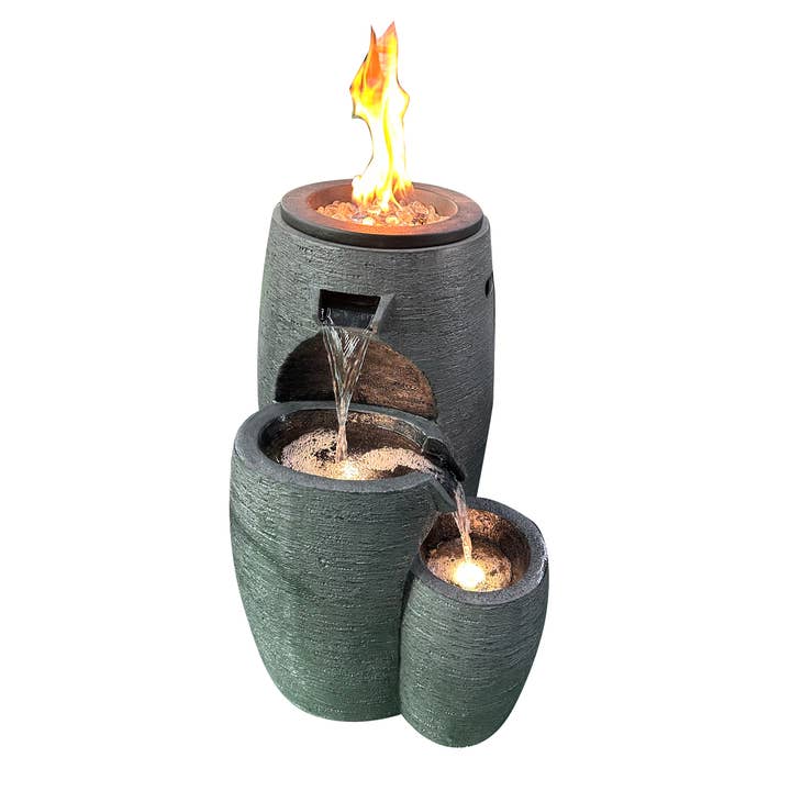 Alpine Corporation - Wholesale Fire Pit - Black Flame Fountain with Fire Pit