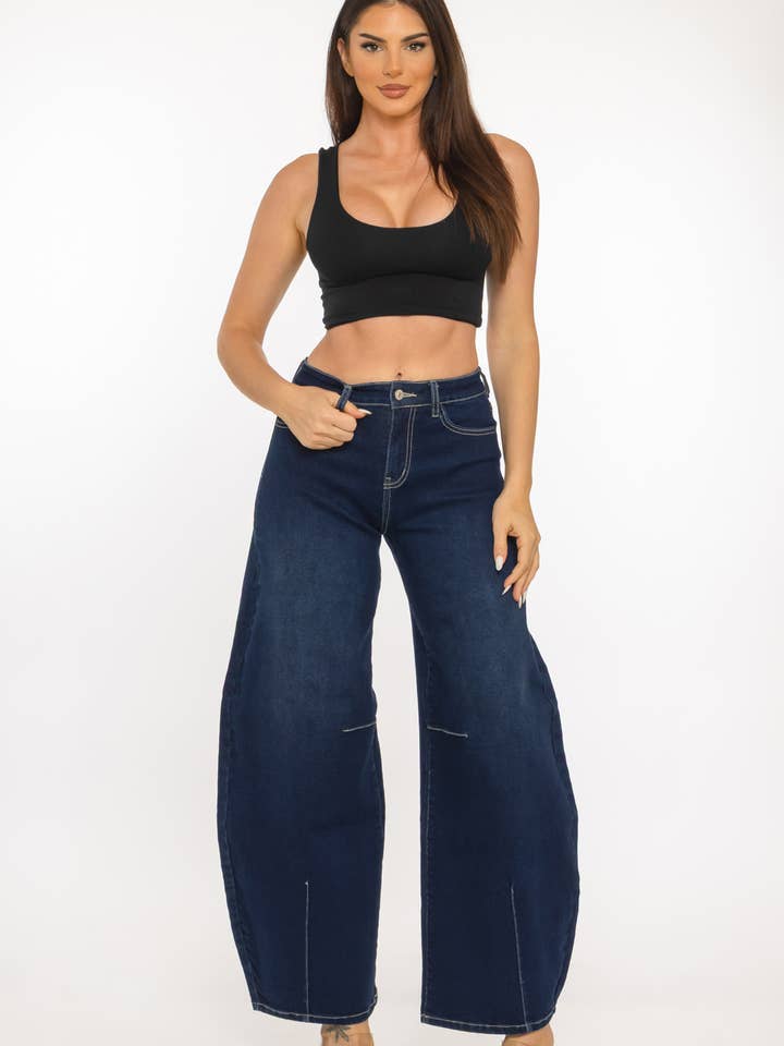 LA250804D DENIM BARREL JEANS for wholesale by L.A girl jeans inc