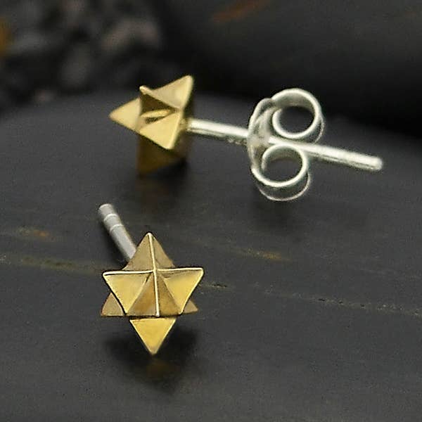 Nina Designs - Wholesale Stud/Post Earrings - Sterling Silver or Bronze Merkaba Post Earrings 6x6mm