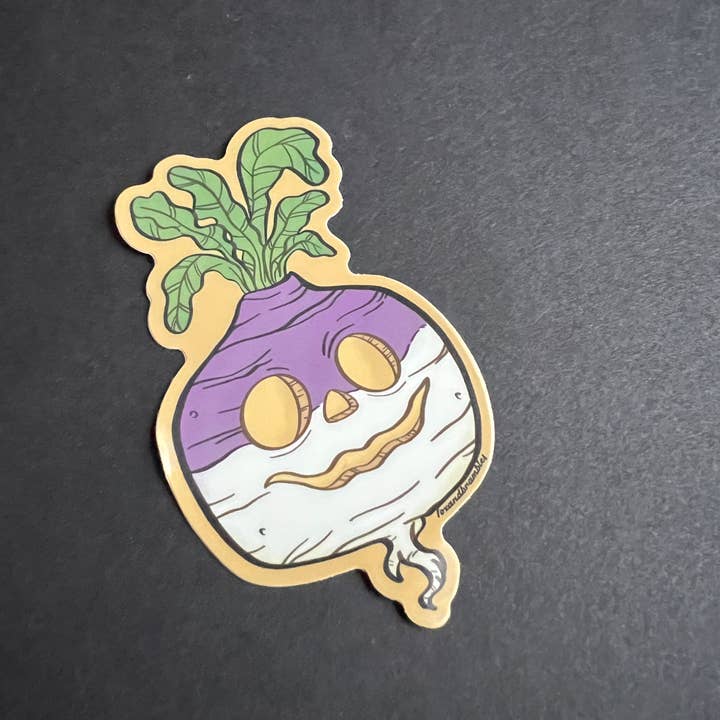 Fox and Brambles - Wholesale Sticker - Jack O’ Lantern Turnip Sticker. Vinyl Sticker. Vintage Hallo
