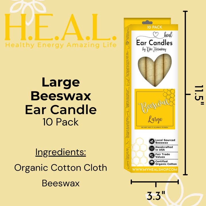 Healthy Energy Amazing Life - Wholesale Tapered Candle/Candlestick - Large Beeswax Ear Candles by Doc Harmony5