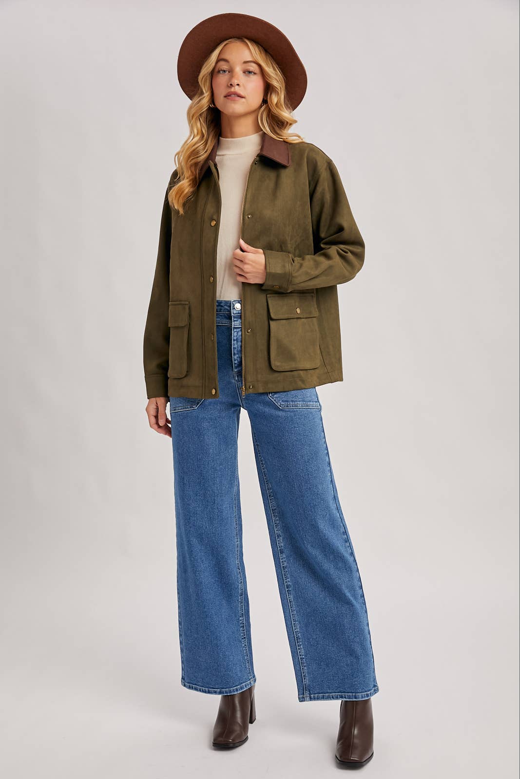 Bluivy - Wholesale Jacket - Women's - BUTTON DOWN FAUX SUEDE BARBOUR JACKET18