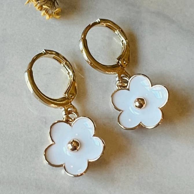 kaldi kollective - Wholesale Dangle Earrings - DAISY // enamel flower huggie hoop earrings0