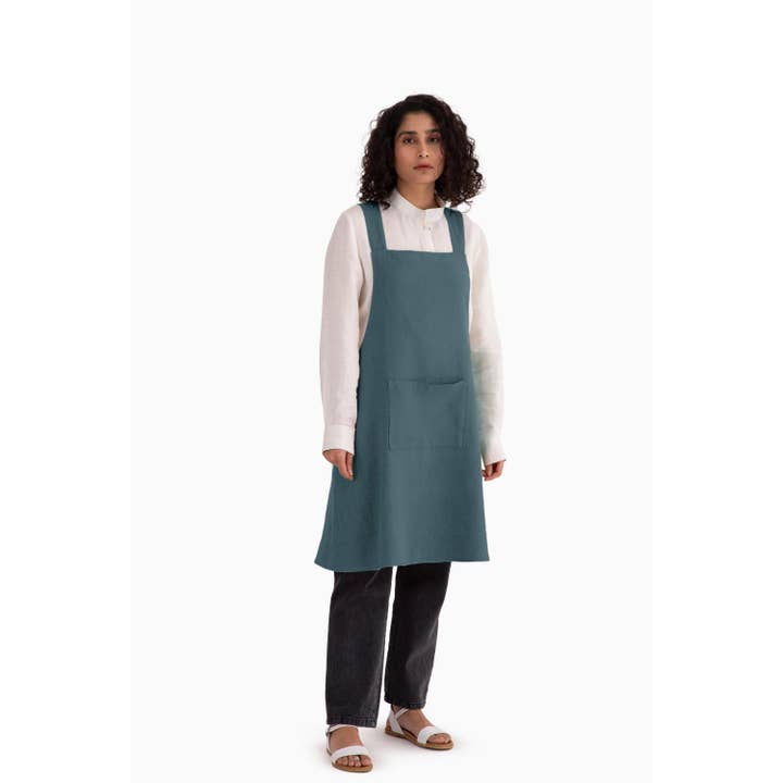 Live Linen - Wholesale Apron - Natural Solid Linen Cross Back Apron – Stylish Utility2