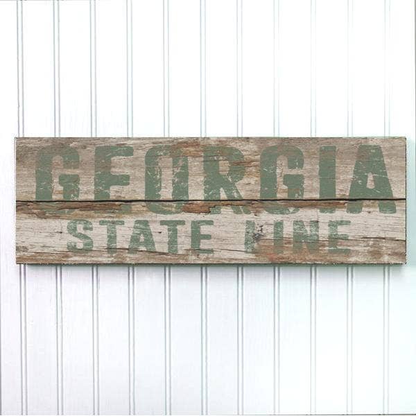 S3408 - Tan Weathered Plank With Green Text for wholesale by Paint The Town