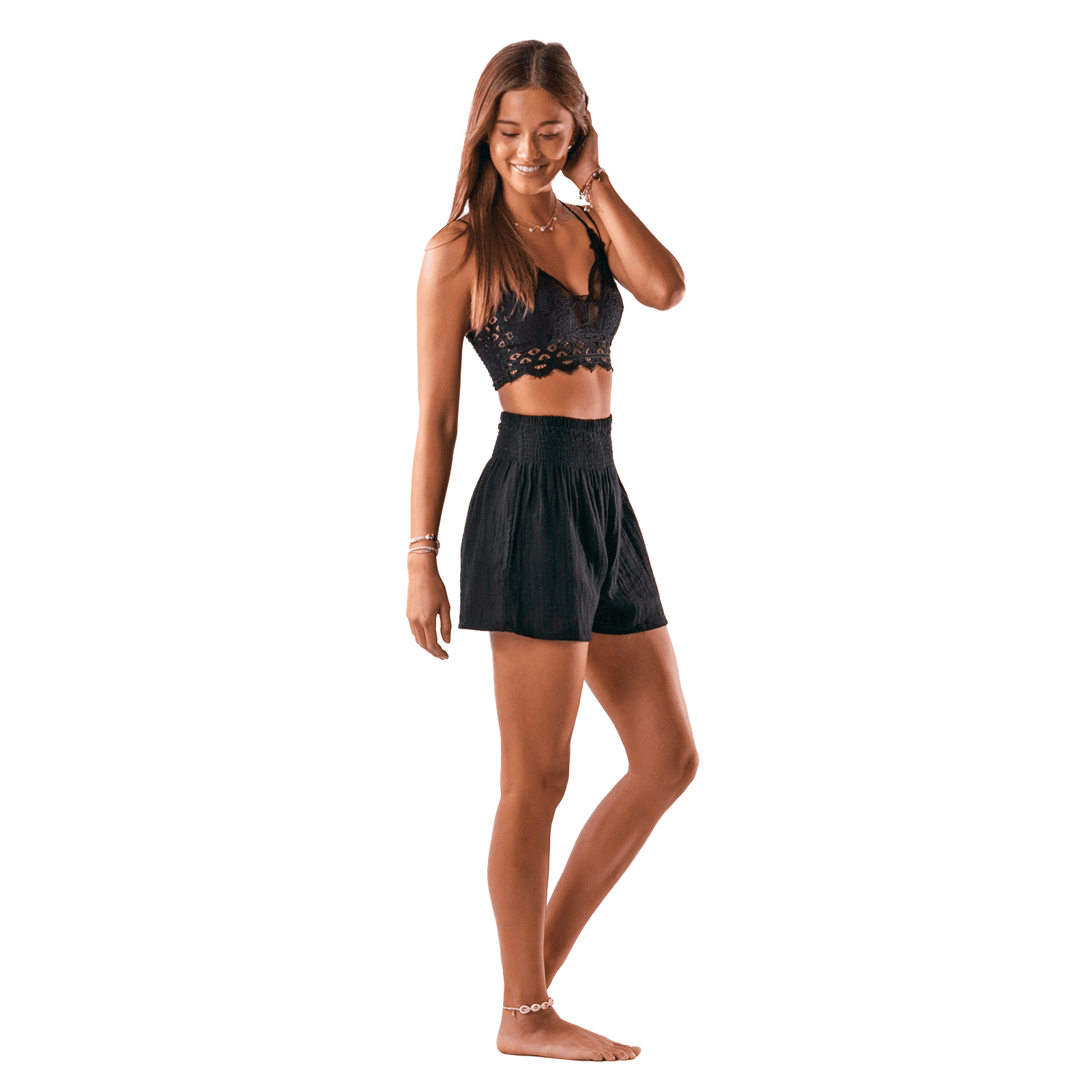 Lotus and Luna - Wholesale Shorts - Women's - Black Cotton Shorts3