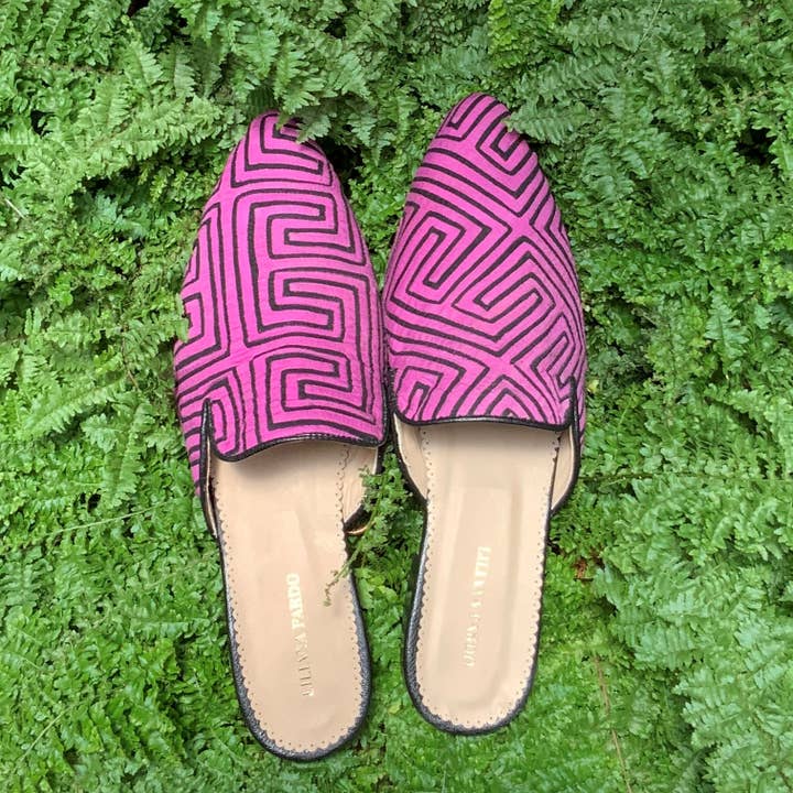 Mola Mules Black & Light Purple Size 41 Flat for wholesale by Liliana Pardo Atelier