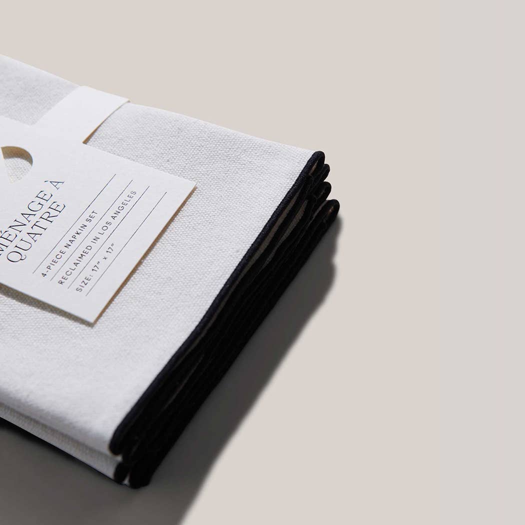 ATELIER SAUCIER - Wholesale Dinner & Cloth Napkin - Cream Burlap Noir Napkins | Set of 42