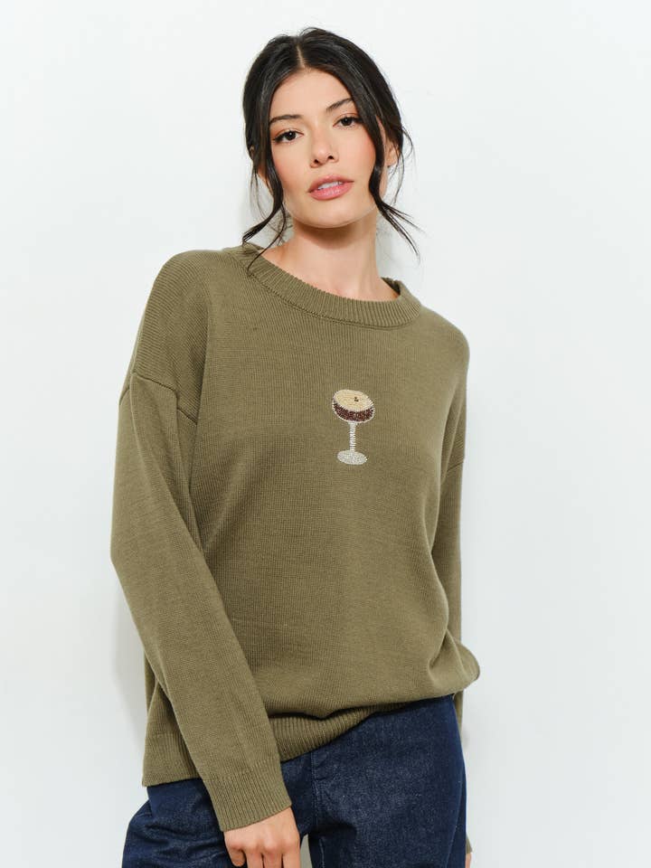 PERRI MARTINI BEADED SWEATER - Cozy, Oversized for wholesale by Pretty Garbage
