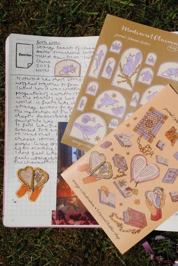 Tulips and Heather – wholesale Sticker – Sticker Sheet "Medieval Animals" for journals and planners4