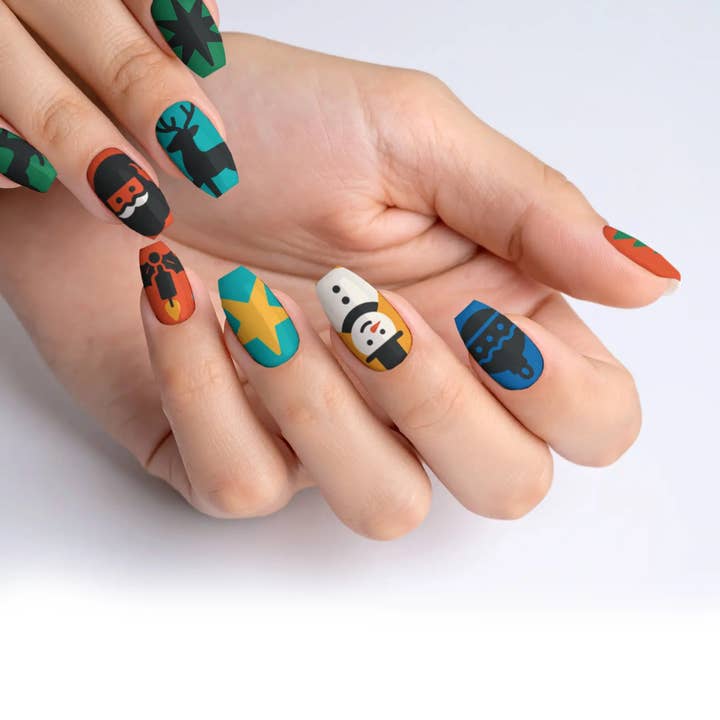 Fröhliche Mitternachtsmagie Schwarze Weihnachts-Kunstnägel für den Großhandel von FYNE BODY