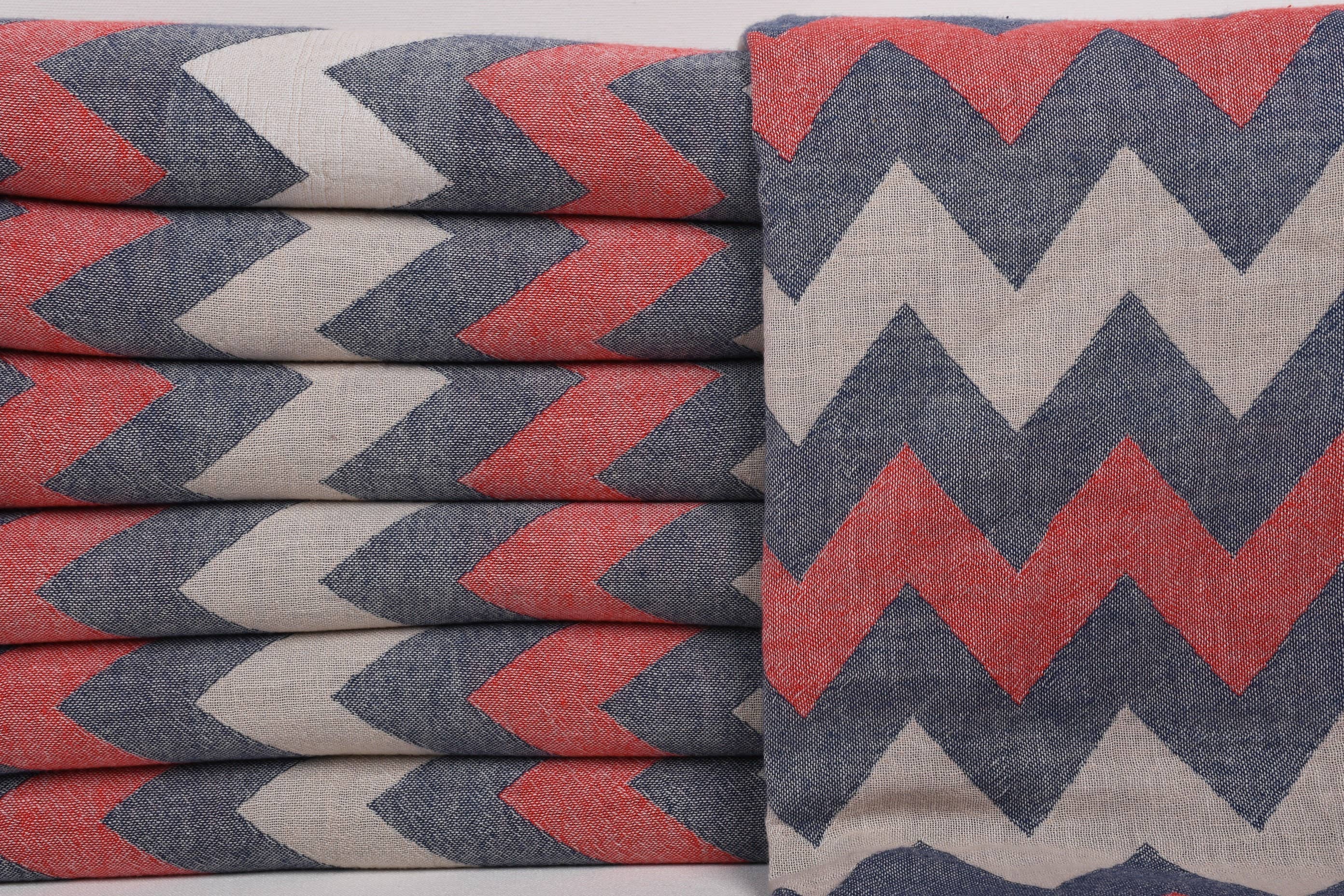 Organic Turkish Towels – wholesale Beach towel – Beach Towels, Red-Navy Blue Chevron Towel2