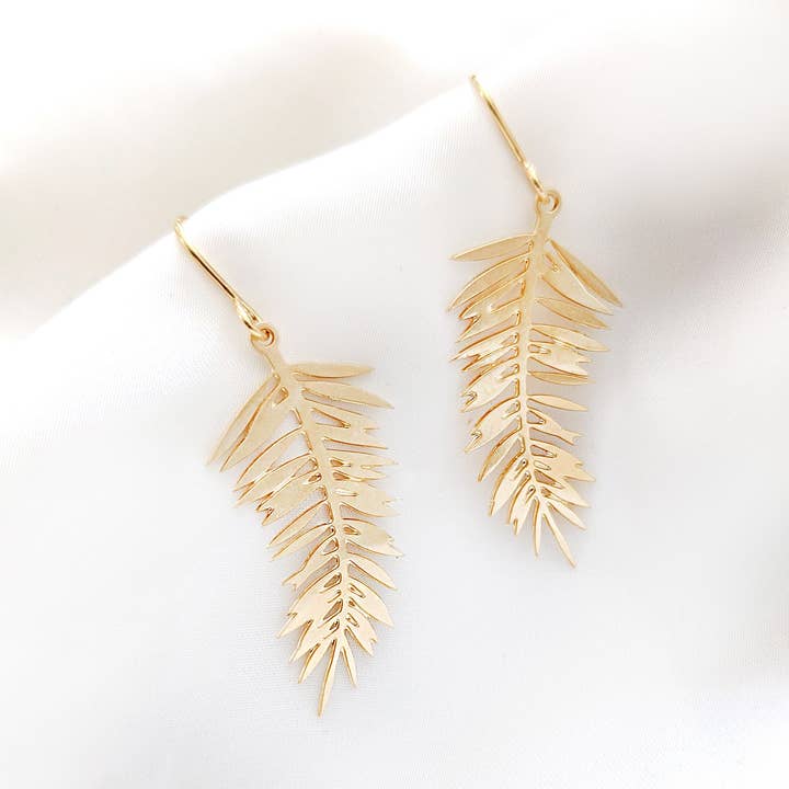 Palm Leaf Earrings Gold/ Silver for wholesale by Shany Design Studio