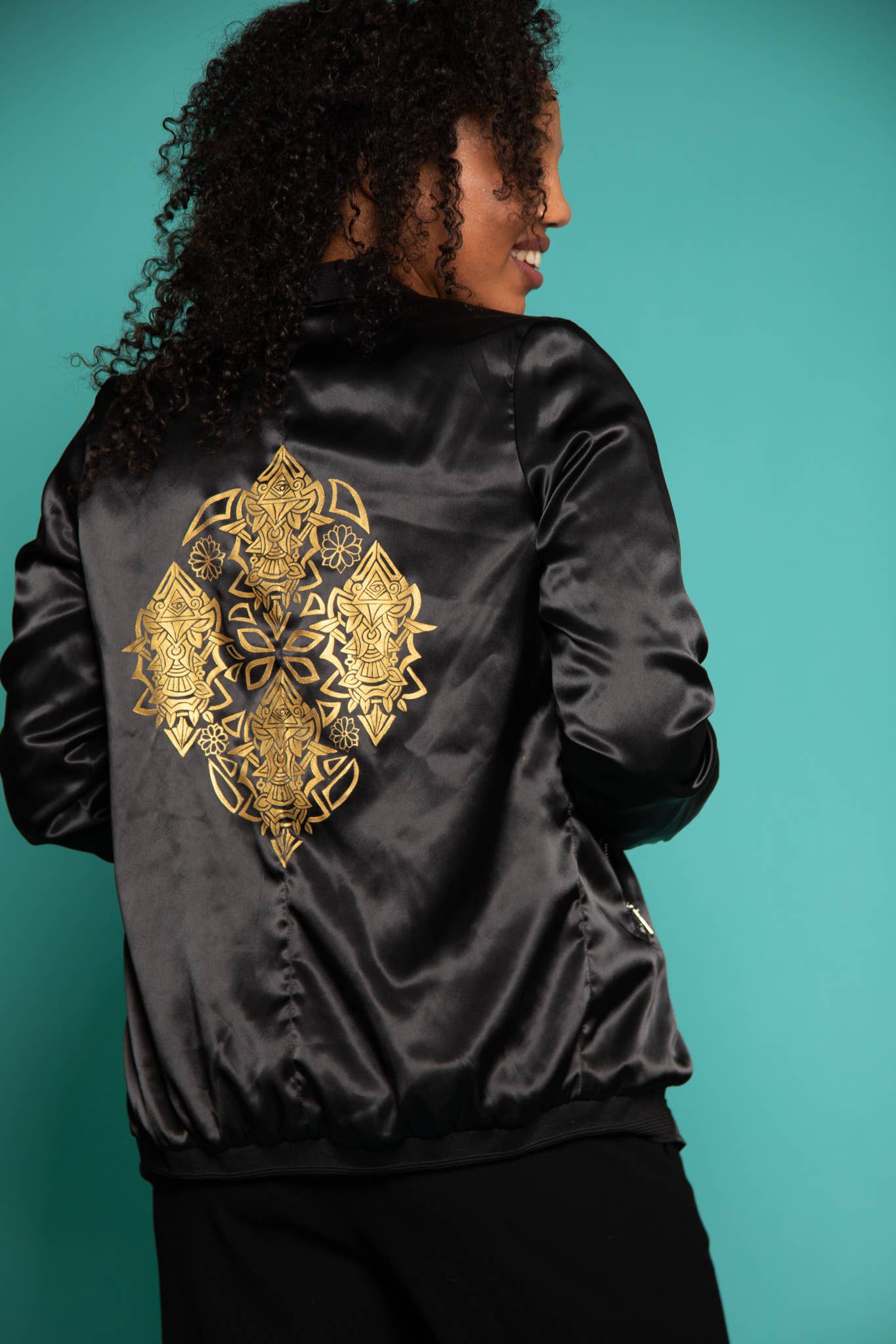SpiralEyez Designs - Wholesale Bomber Jacket - Women's - Aztec Bomber Jacket - Black5