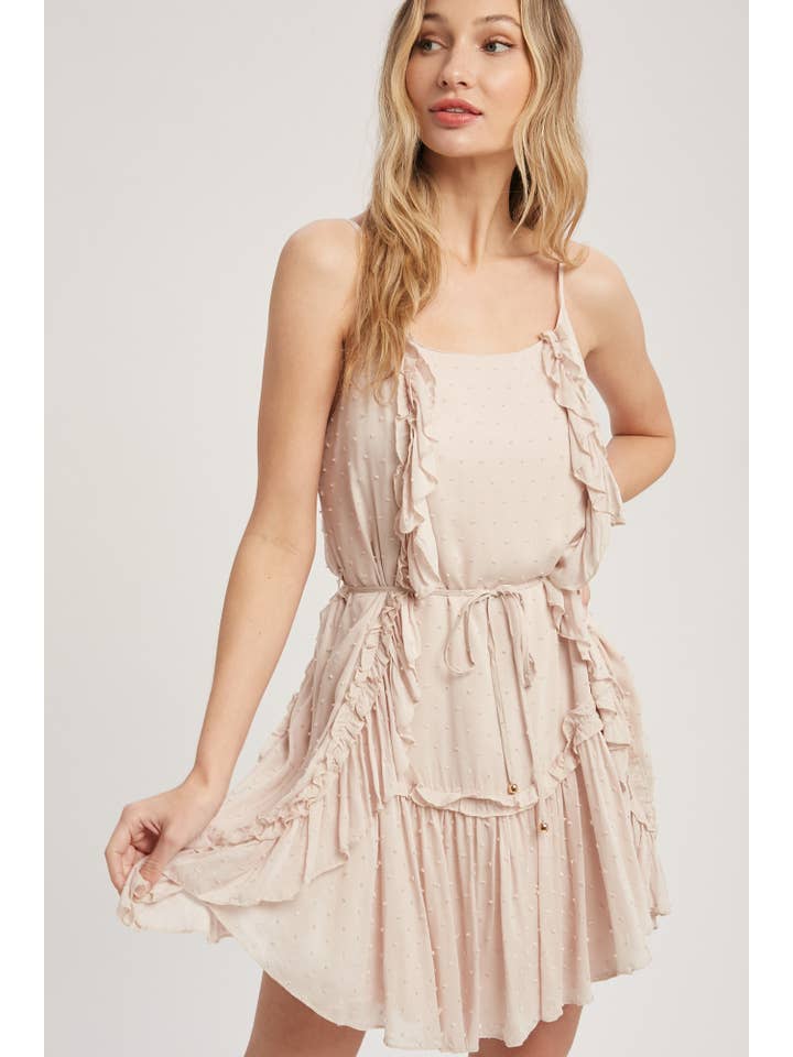 Bluivy - Wholesale Dress - Women's - LACE UP BACK RUFFLE MINI DRESS