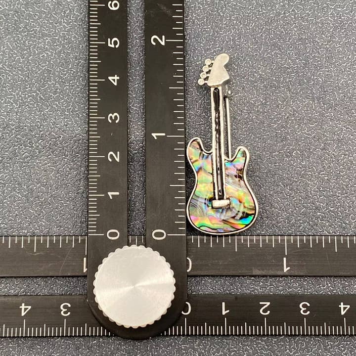 Mio Queena - Wholesale Brooch - Abalone Shell Silver Tone Guitar Brooch3