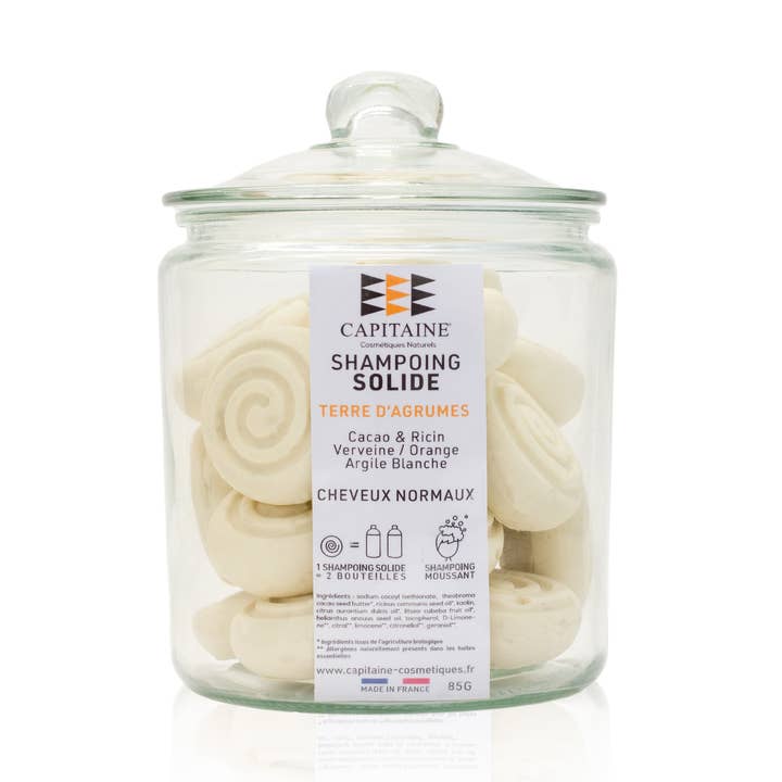 Jar of Citrus Earth Shampoos - Normal Hair - 20 x 85 for wholesale by Capitaine Cosmétiques