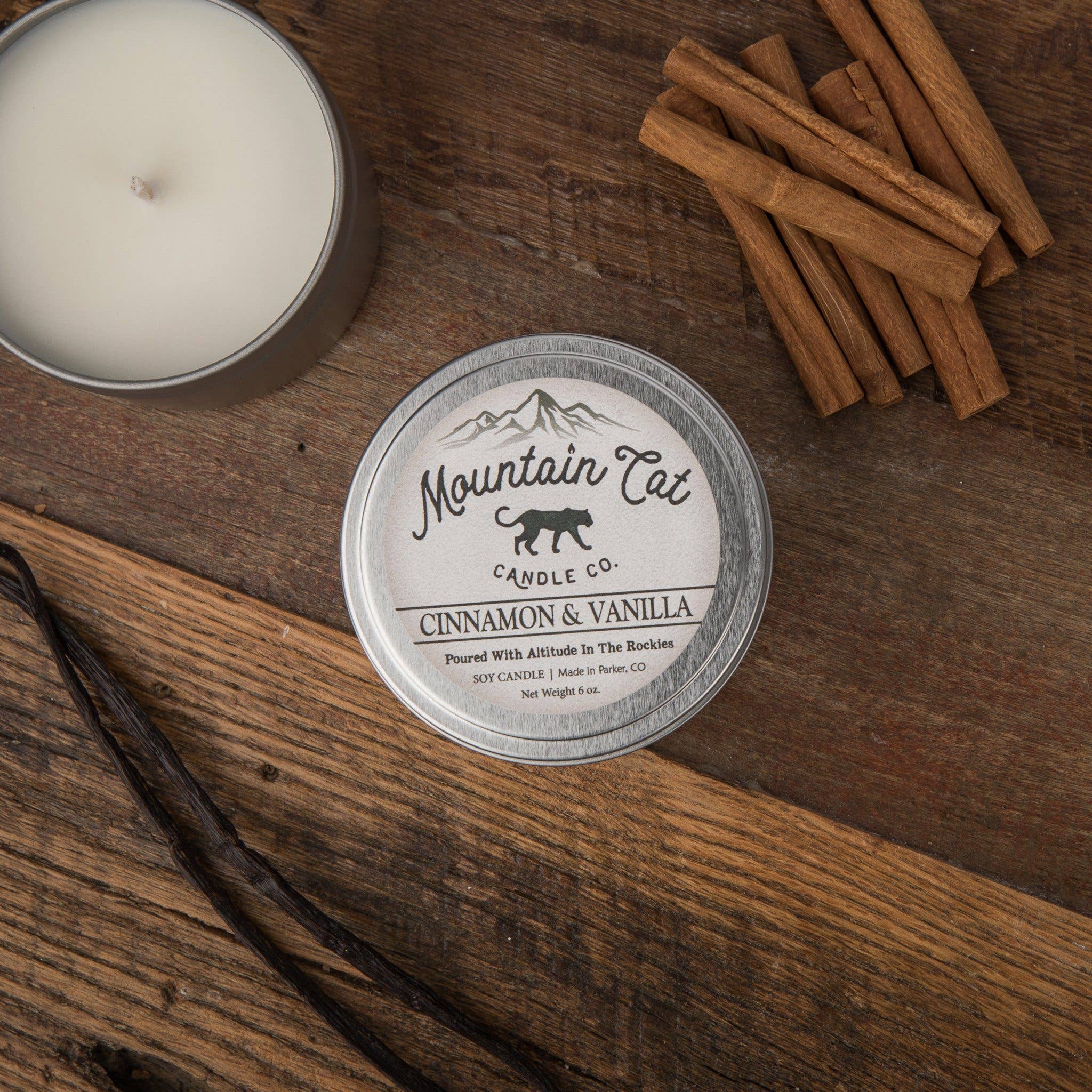 Mountain Cat Candle Co - Wholesale Jar/Filled Candle - Cinnamon & Vanilla – (made to order, starting at $5)2