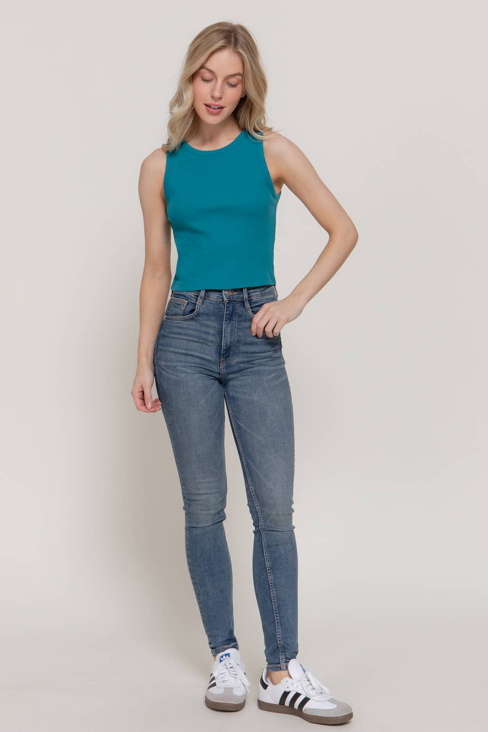 Active Basic | Active USA – wholesale Tank top – Women′s – Sleeveless Round Neck Cotton Spandex Rib Knit Top7