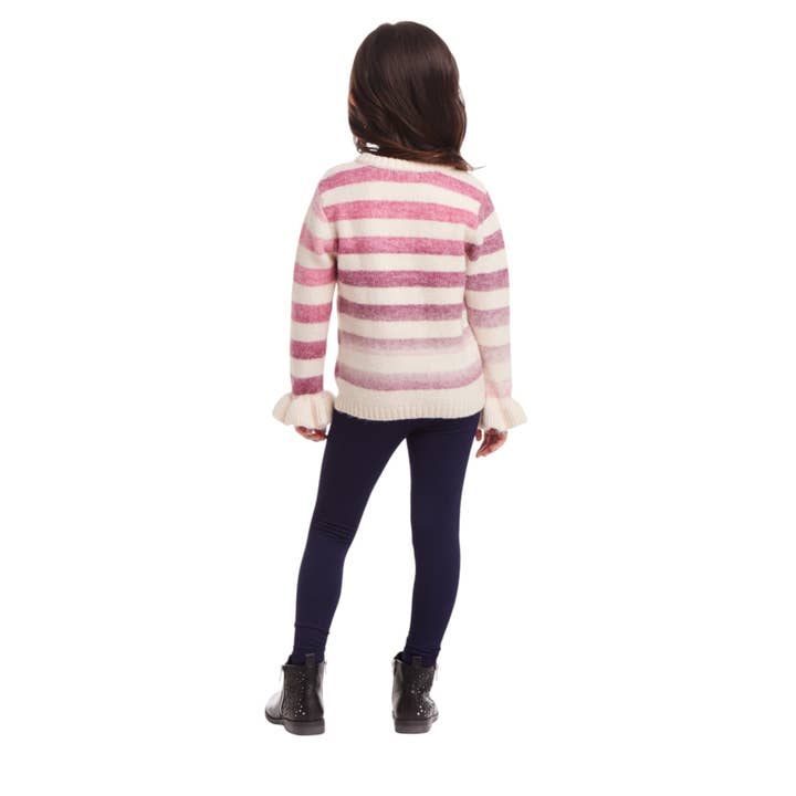 Beige Kids Striped Oatmeal Sweater & Legging Set | Purple Ombre for wholesale on Faire