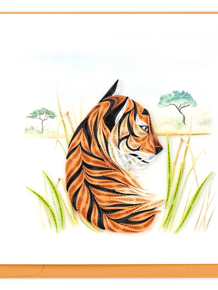 Bengalsk Tiger - Quilling Kort, Håndlavet Hilsen Kort for engroshandel hos Second Nature Ltd