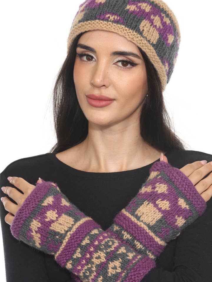 Fascia per capelli lavorata a maglia con motivo a funghi per la vendita all'ingrosso da parte di Lakhays Collection Inc.