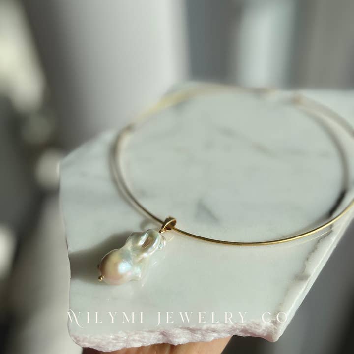 WILYMI Jewelry Co - Wholesale Choker/Collar - Gold Filled Baroque Pearl Tube Collar Choker | Adjustable5