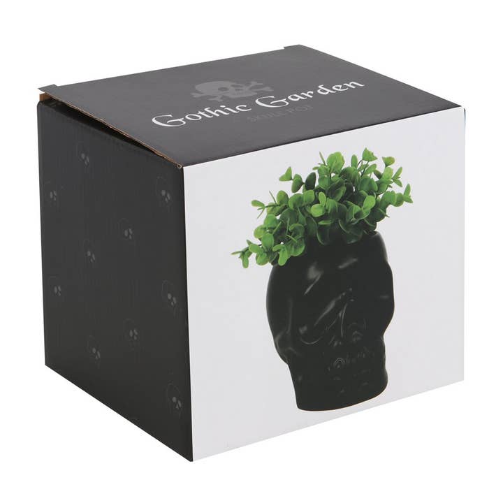 Pacific Trading - Wholesale Plant Pot - Black Ceramic Skull Planter2