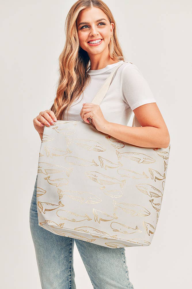 Hana - Vente Tote bag – femme - Sac fourre-tout Gold Foil Whale11