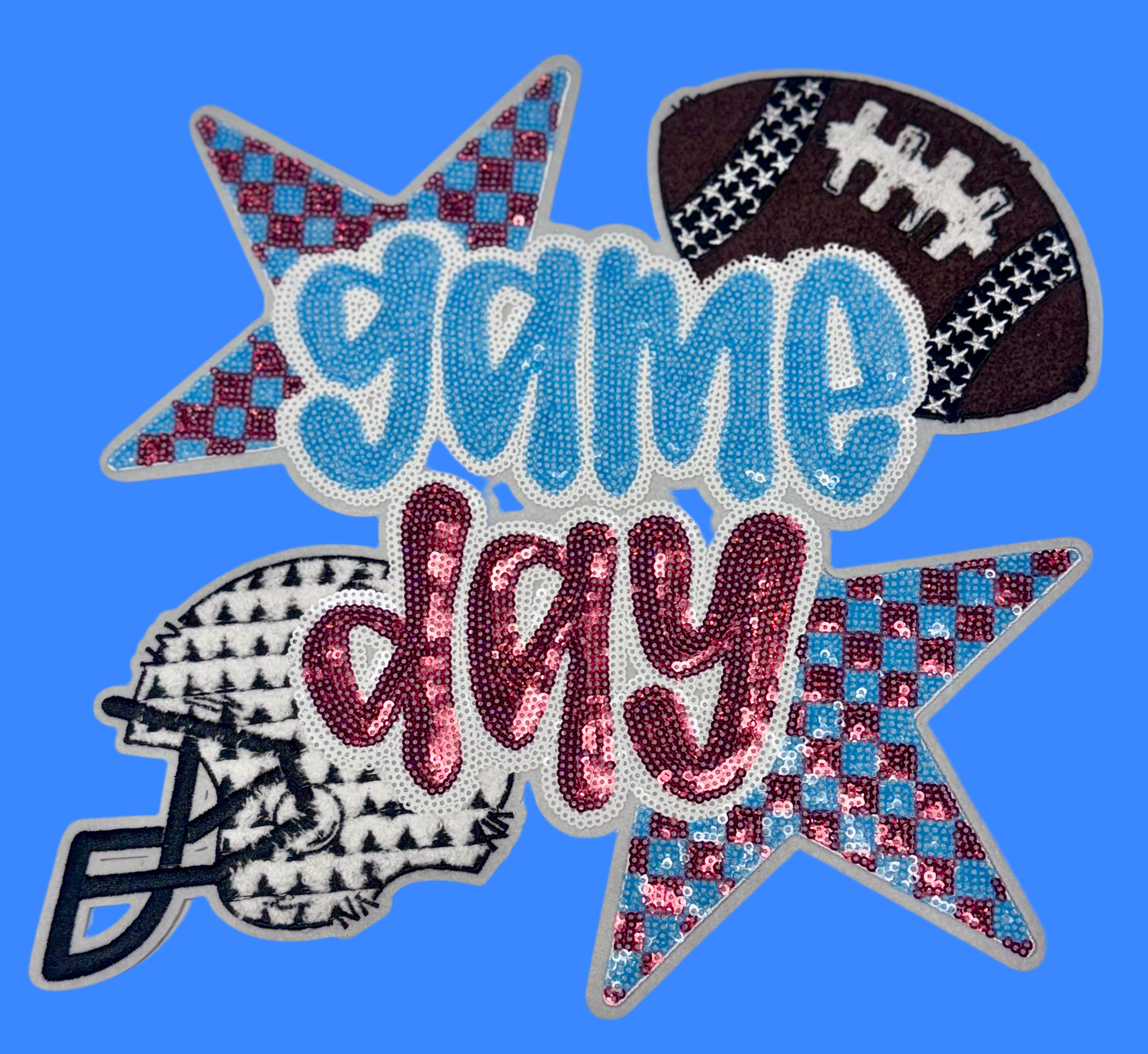 sequinandstiches - Vente Écusson - Patch jour de match, Patch 11, Patch de football, Patch rouge et bleu, Patch de football à sequins, Patch de sport, Patch à sequins, Patch thermocollant, DIY1