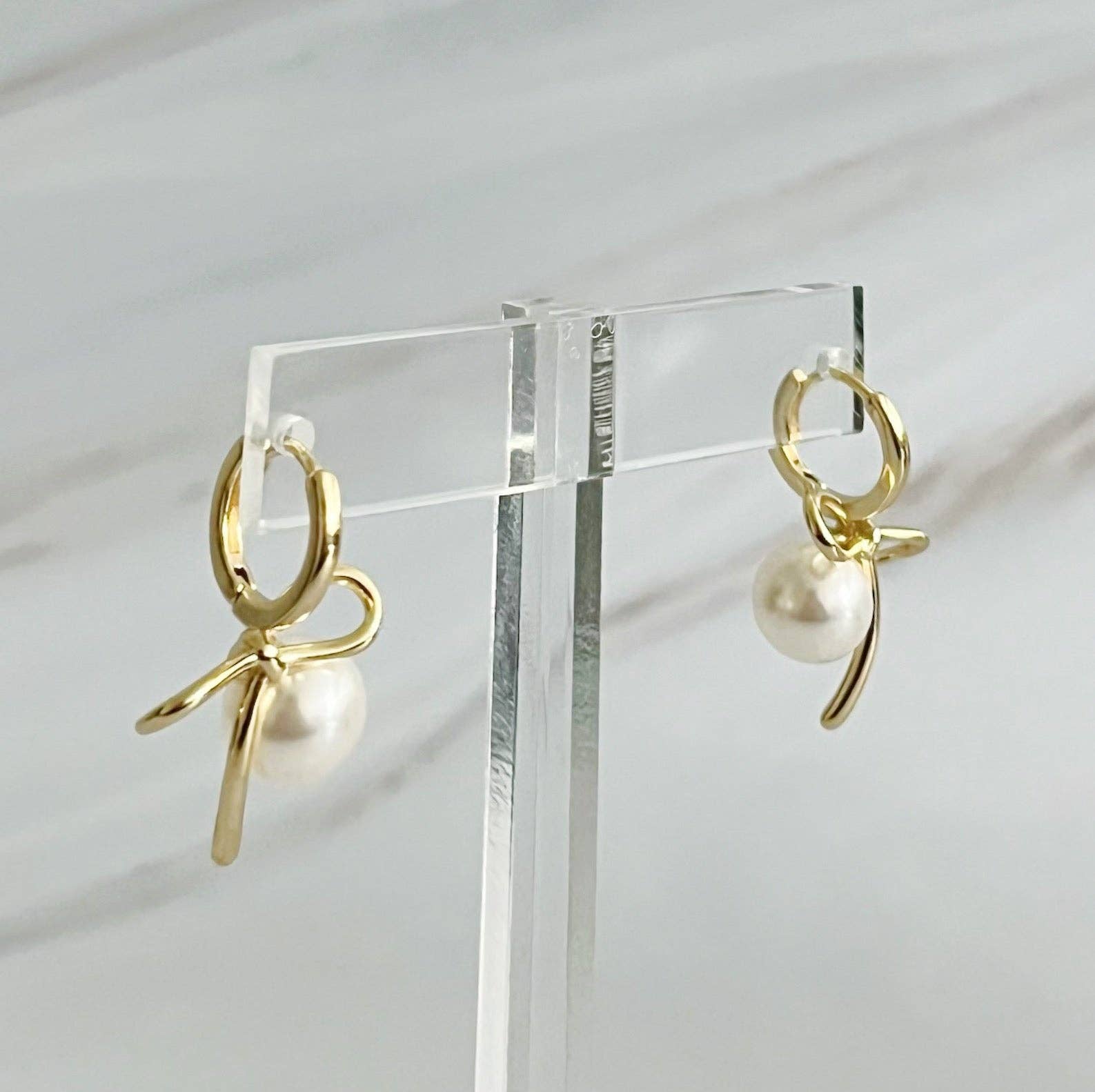 Ellison+Young - Wholesale Dangle Earrings - Bowed With Pearl Drop Earrings1