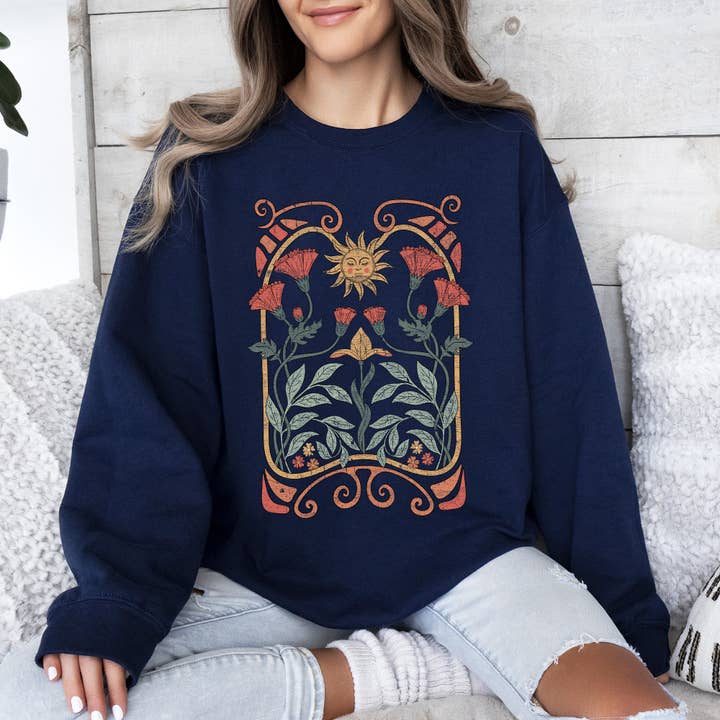 Refinery Number One LLC - Venta al por mayor Sudadera estampada - Mujer - Sudadera colorida con diseño Art Deco de estilo Art Nouveau celestial4