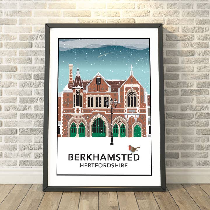 Tabitha Mary - Vente Affiche d'art - Berkhamsted Town Hall Hiver, Impressions & Cadeaux du Hertfordshire