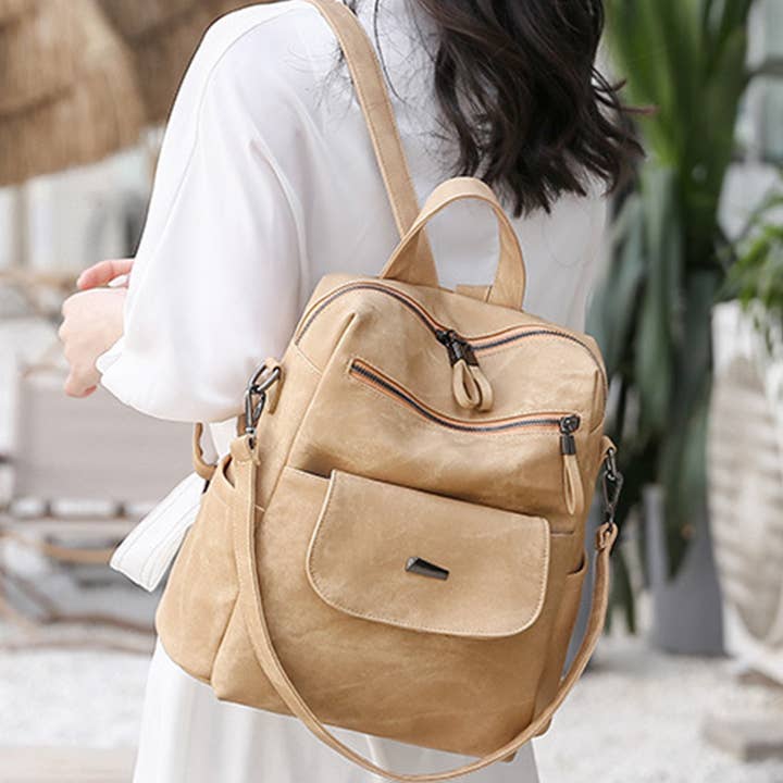 ACCITY - Wholesale Backpack - Women's - WOMEN BACKPACK FASHION LEATHER TRAVEL SHOULDER BAGS_CWAB07304