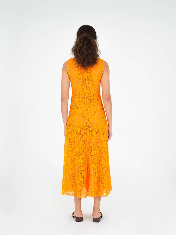 CARMEN SAYS – Großhandel Kleid – Damen – Loki Orange Spitzenkleid