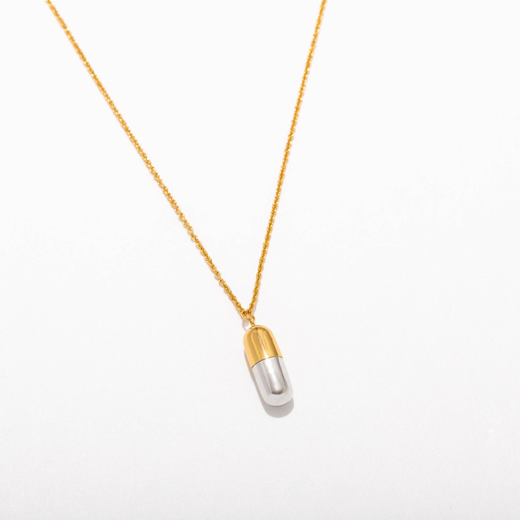 Larissa Loden - Wholesale Pendant/Charm Necklace - Anja Pill Capsule Necklace - 14K Gold Plated Sterling Silver0