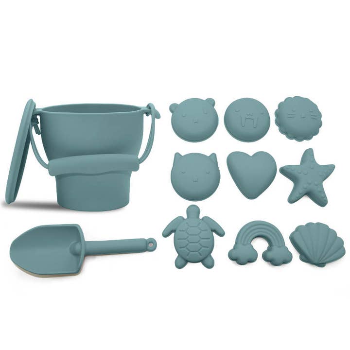 land of petite - Wholesale Beach/Pool Toy - Kids & Baby - 12 Piece Beach Bucket- Blue