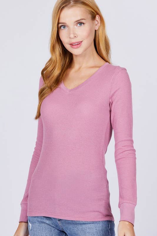 Vanilla Monkey - Wholesale Knit Top - Women's - Long Sleeve V-neck Thermal Knit Top7