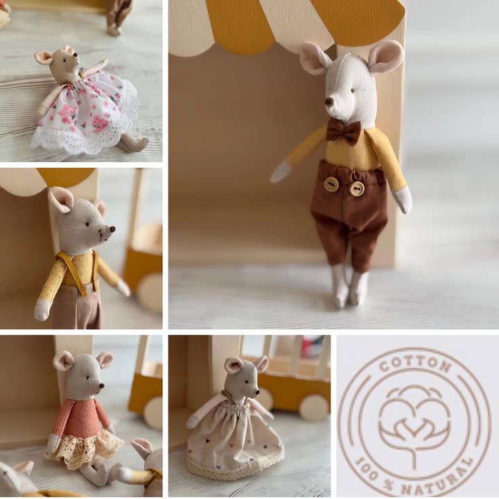 Ratones de Lino Hechos a Mano – Decoración de Guardería de Algodón Suave para venta al por mayor de Omnis Pura