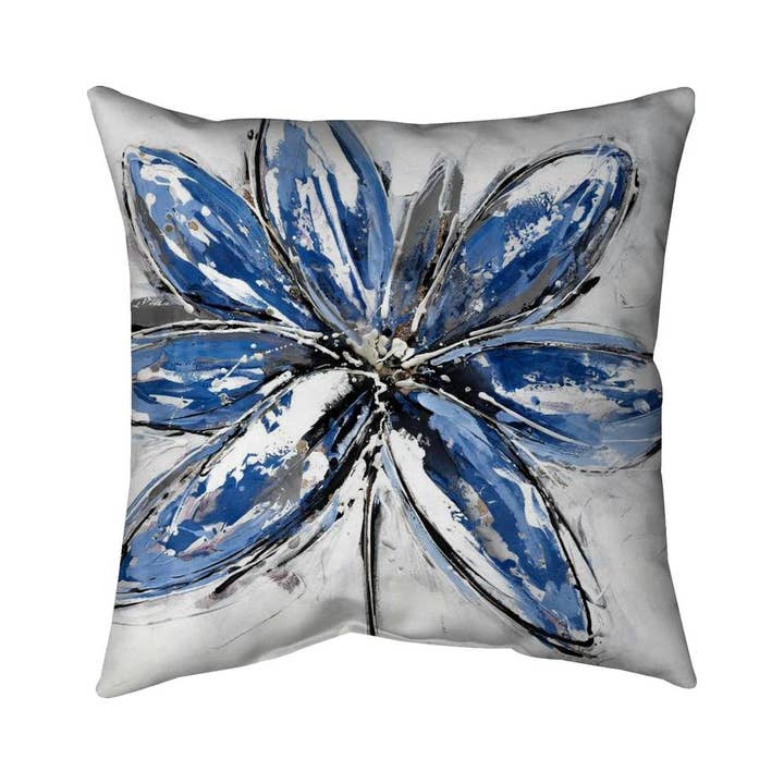 Blue Petal Classic Blue Floral Botanical Bedroom Pillow for wholesale by BEGIN HOME DECOR