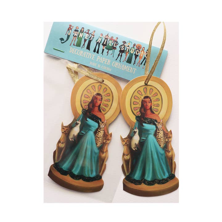 Cat Queen Paper Ornament/ Gift Tag/ Die Cut Decoration for wholesale by JANET HILL STUDIO